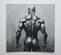 Original Hand painted Oil Painting on canvas Erotic Male Man Nude Gay