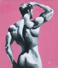 Original Hand painted Oil Painting on canvas Erotic Male Man Nude Gay
