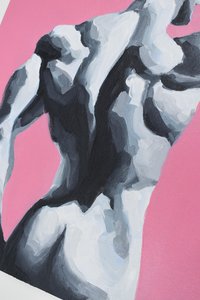 Original Hand painted Oil Painting on canvas Erotic Male Man Nude Gay