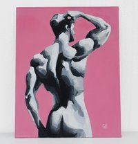 Original Hand painted Oil Painting on canvas Erotic Male Man Nude Gay