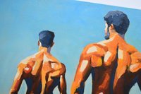Original Hand painted Oil Painting on canvas Erotic Male Man Gay