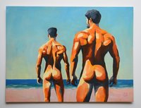 Original Hand painted Oil Painting on canvas Erotic Male Man Gay