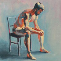 Original Hand painted Oil Painting on canvas Erotic Male Man Nude Gay