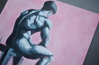 Original Hand painted Oil Painting on canvas Erotic Male Man Nude Gay