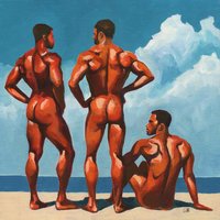 Original Hand painted Oil Painting on canvas Erotic Male Man Nude Gay