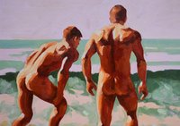 Original Hand painted Oil Painting on canvas Erotic Male Man Nude Gay