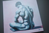 Original Hand painted Oil Painting on canvas Erotic Male Man Nude Gay