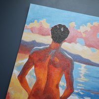 Original Hand painted Oil Painting on canvas Erotic Male Man Gay