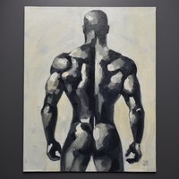 Original Hand painted Oil Painting on canvas Erotic Male Man Nude Gay