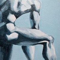 Original Hand painted Oil Painting on canvas Erotic Male Man Nude Gay