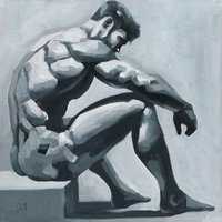 Original Hand painted Oil Painting on canvas Erotic Male Man Nude Gay