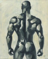 Original Hand painted Oil Painting on canvas Erotic Male Man Nude Gay