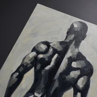Original Hand painted Oil Painting on canvas Erotic Male Man Nude Gay