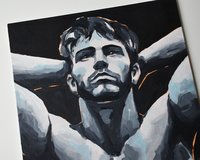 Original Hand painted Oil Painting on canvas Male Portrait  Man Gay