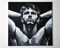 Original Hand painted Oil Painting on canvas Male Portrait  Man Gay