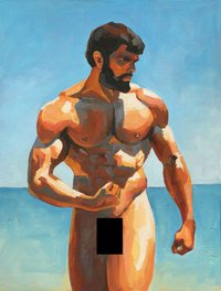Original Hand painted Oil Painting on canvas Erotic Male Man Gay