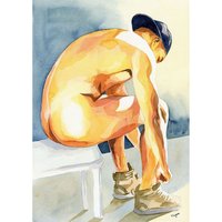 PRINT of Original Art Work Watercolor Painting Gay Male Nude "Light 2"