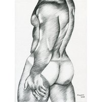 PRINT of Original Art Work Pencil Drawing Gay Male Nude "Muscle"