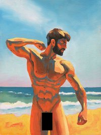 Original Hand painted Oil Painting on canvas Erotic Male Man Gay