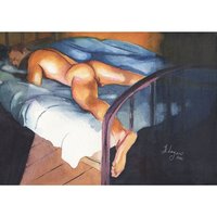 PRINT of Art Work Watercolor Painting Gay Male Nude "Sleeping guy"