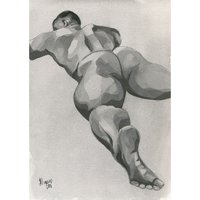 PRINT of Original Art Work Watercolor Painting Gay Male Nude "Solitude"
