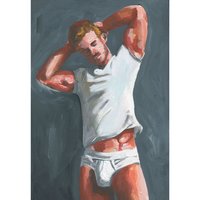Original Hand painted Artwork Oil Painting on paper Gay Man Male Nude