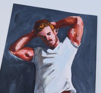 Original Hand painted Artwork Oil Painting on paper Gay Man Male Nude