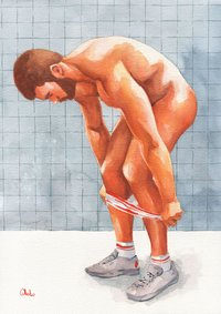 Unique Gay Man Art - Original Watercolor Painting on A3 Paper, 12x16 Inches