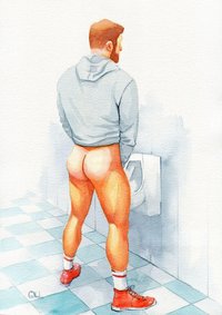 Unique Gay Man Art - Original Watercolor Painting on A3 Paper, 12x16 Inches