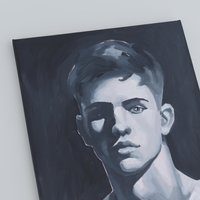 Original Hand painted Oil Painting on canvas Male Portrait  Man Gay