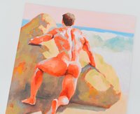 Original Hand painted Oil Painting on canvas Erotic Male Man Nude Gay