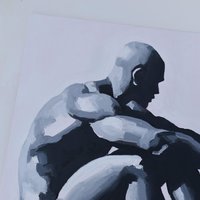 Original Hand painted Oil Painting on canvas Erotic Male Man Nude Gay