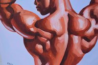 Original Hand painted Oil Painting on canvas Erotic Male Man Nude Gay
