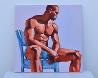 Original Hand painted Oil Painting on canvas Erotic Male Man Nude Gay
