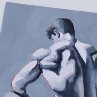 Original Hand painted Oil Painting on canvas Erotic Male Man Nude Gay