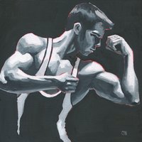 Original Hand painted Oil Painting on canvas Erotic Male Man Nude Gay