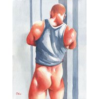 Unique Gay Man Art - Original Watercolor Painting on Paper, 11x15 inches