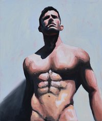 Original Hand painted Oil Painting on canvas Erotic Male Man Nude Gay