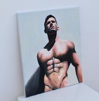 Original Hand painted Oil Painting on canvas Erotic Male Man Nude Gay