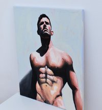 Original Hand painted Oil Painting on canvas Erotic Male Man Nude Gay