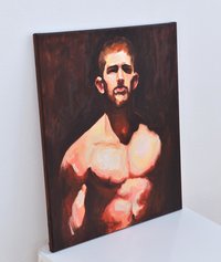 Original Hand painted Oil Painting on canvas Erotic Male Man Nude Gay