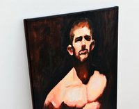 Original Hand painted Oil Painting on canvas Erotic Male Man Nude Gay