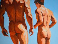 Original Hand painted Oil Painting on canvas Erotic Male Man Nude Gay