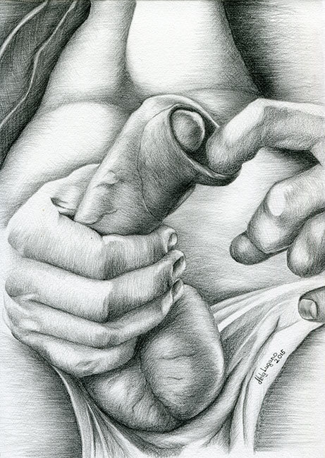 PRINT of Original Art Work Pencil Drawing "Right here"