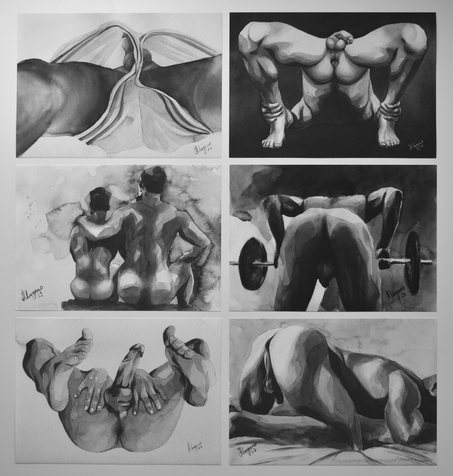 Set of 6 Watercolor Art Prints by Helg Lugano – Limited Edition, Signed & Numbered – Direct from the Artist