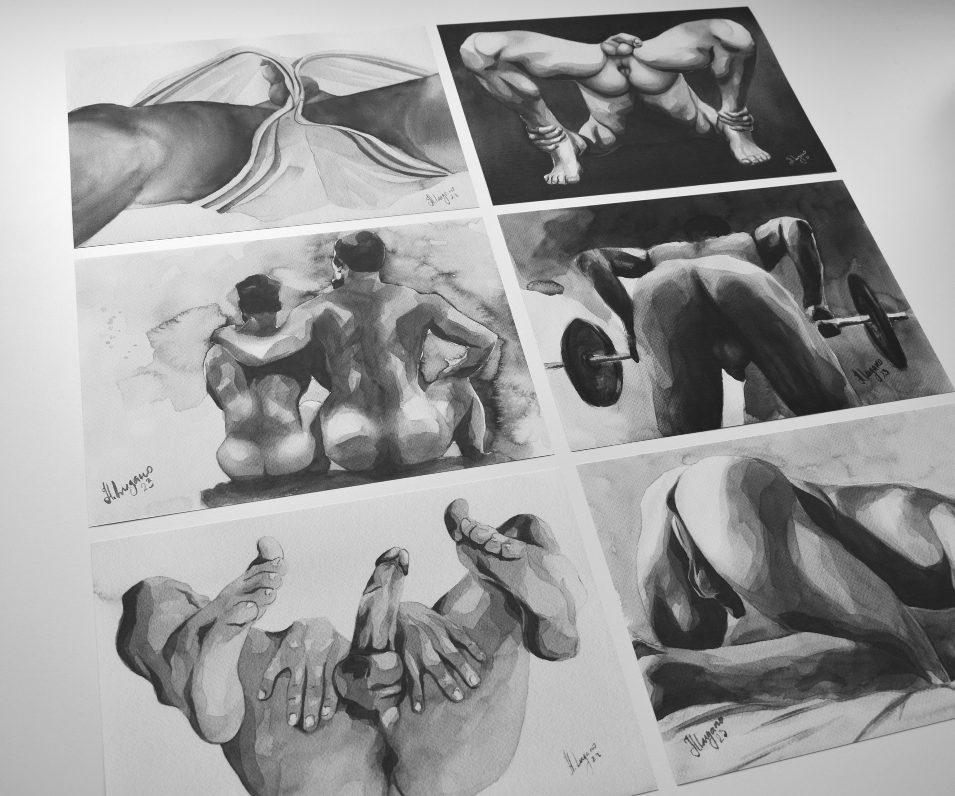 Set of 6 Watercolor Art Prints by Helg Lugano – Limited Edition, Signed & Numbered – Direct from the Artist