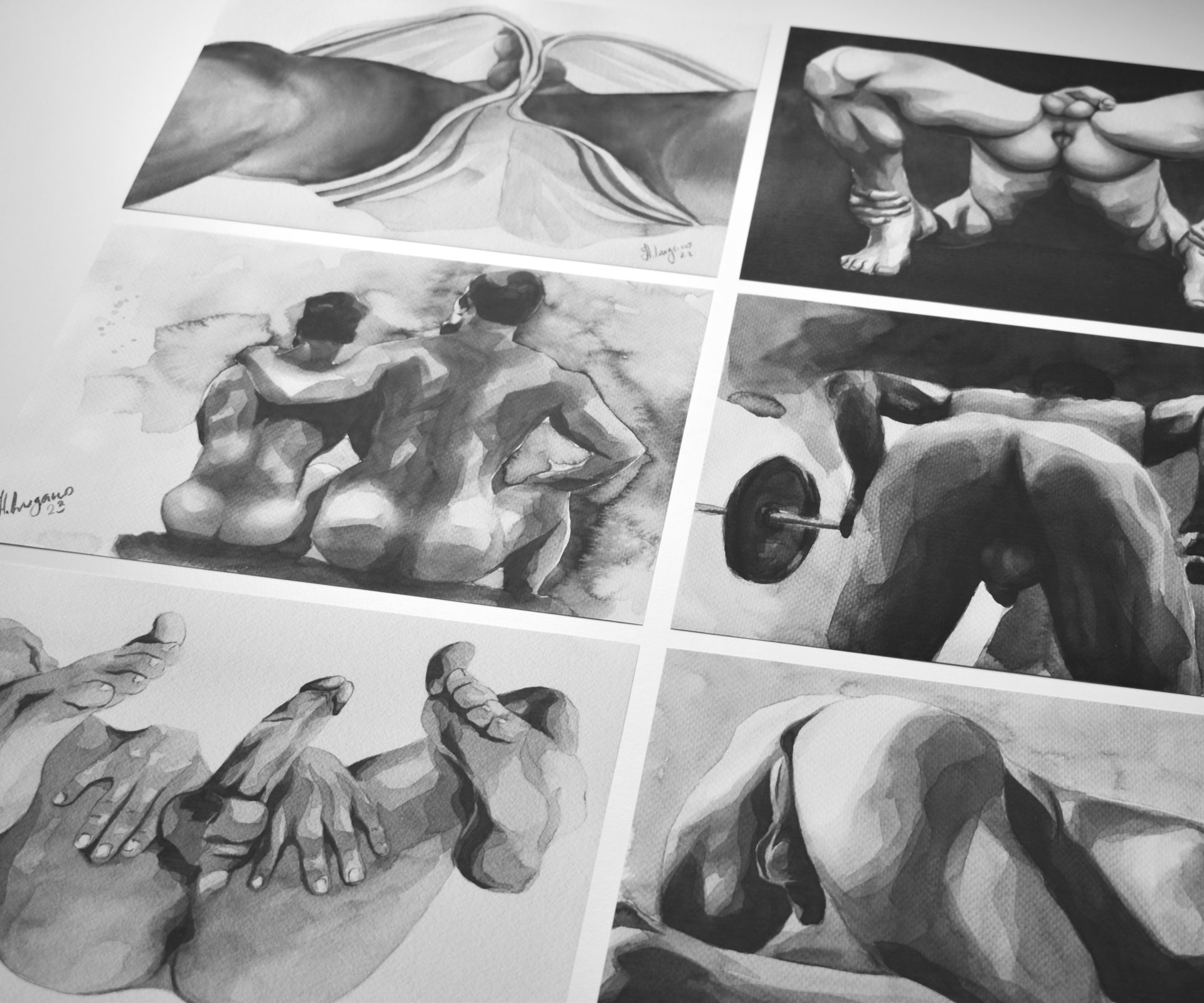 Set of 6 Watercolor Art Prints by Helg Lugano – Limited Edition, Signed & Numbered – Direct from the Artist