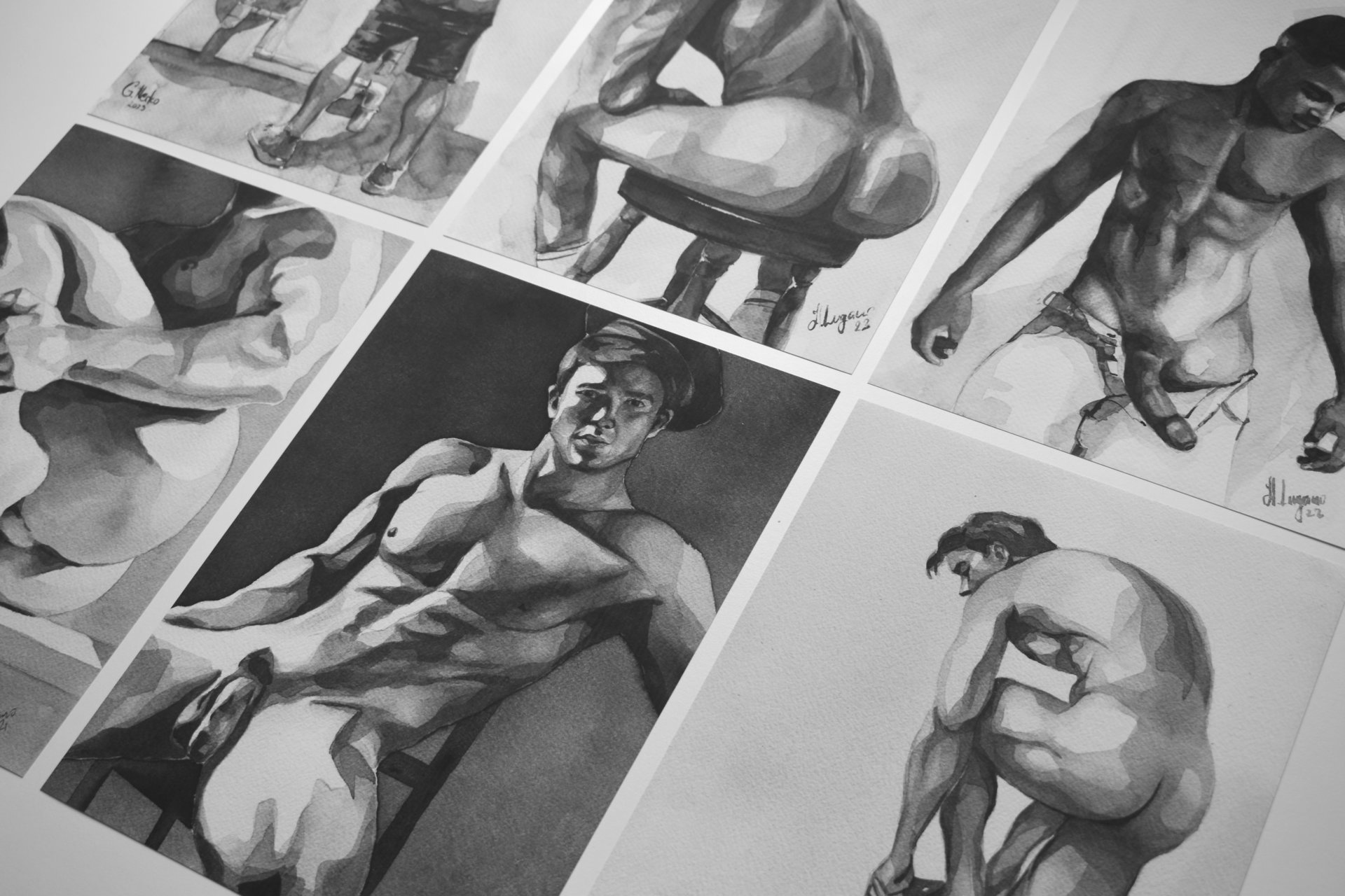 Set of 6 Watercolor Art Prints by Helg Lugano – Limited Edition, Signed & Numbered – Direct from the Artist