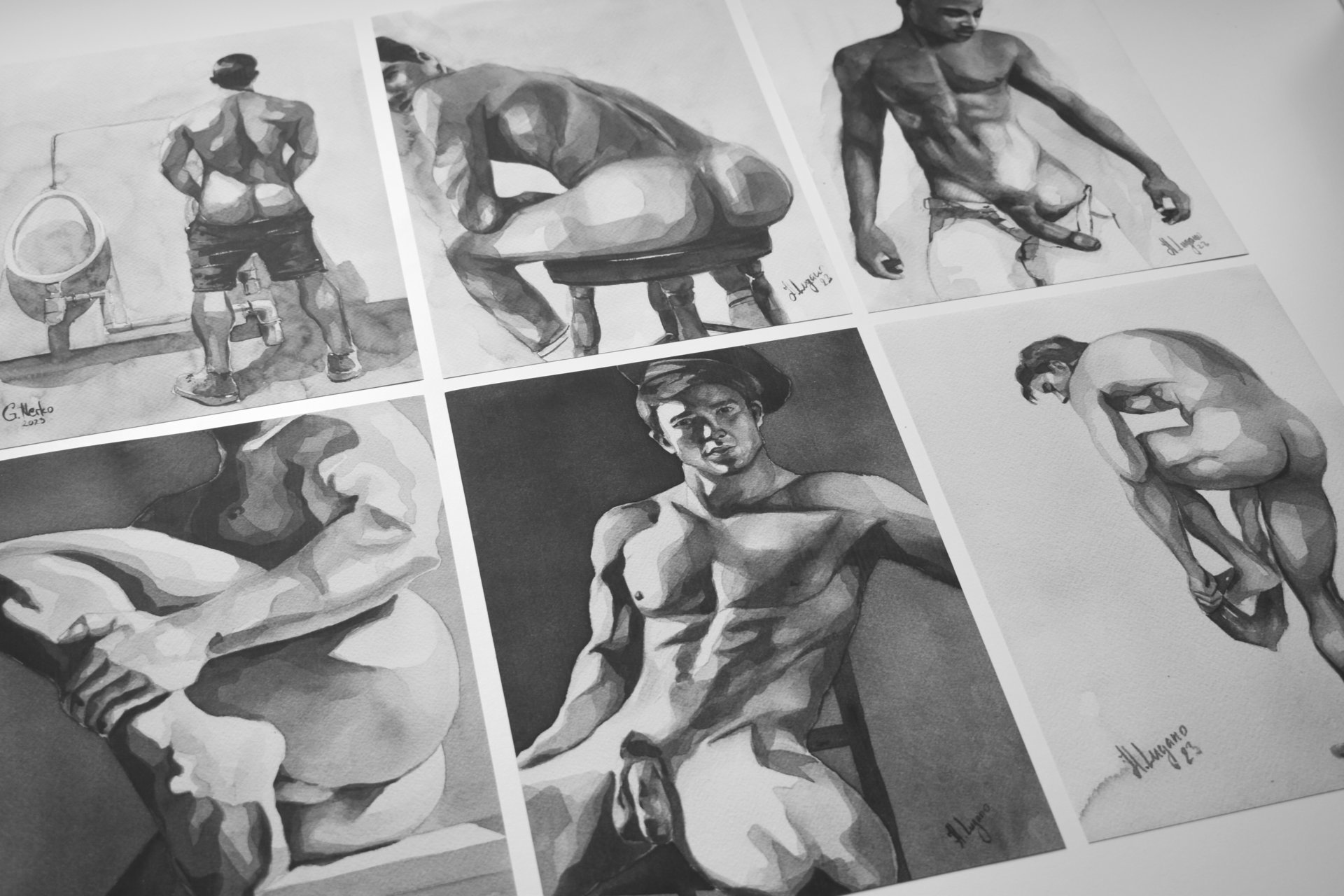Set of 6 Watercolor Art Prints by Helg Lugano – Limited Edition, Signed & Numbered – Direct from the Artist