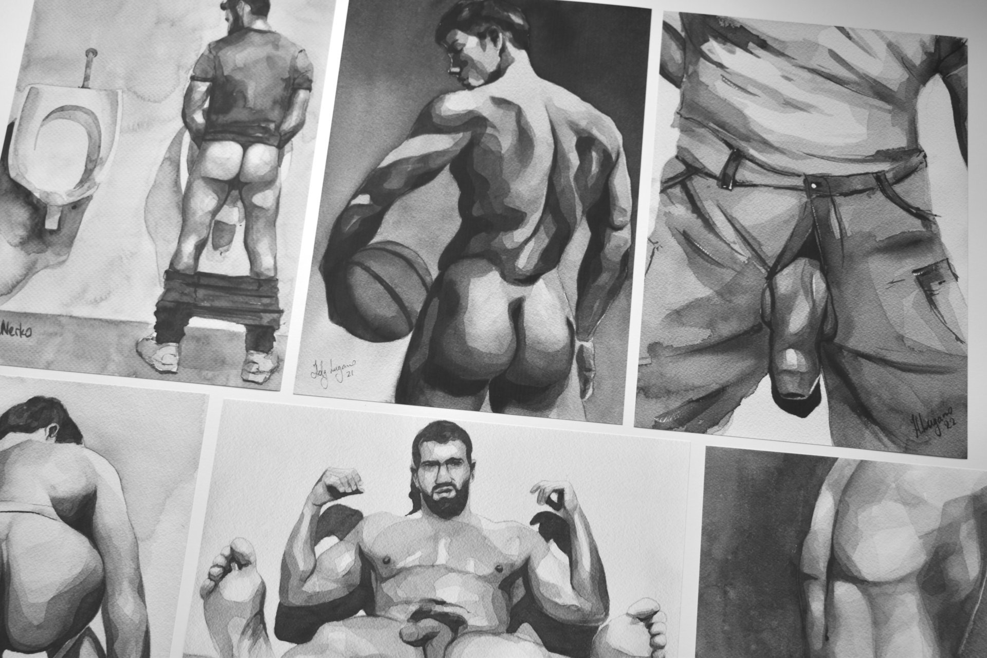 Set of 6 Watercolor Art Prints by Helg Lugano – Limited Edition, Signed & Numbered – Direct from the Artist